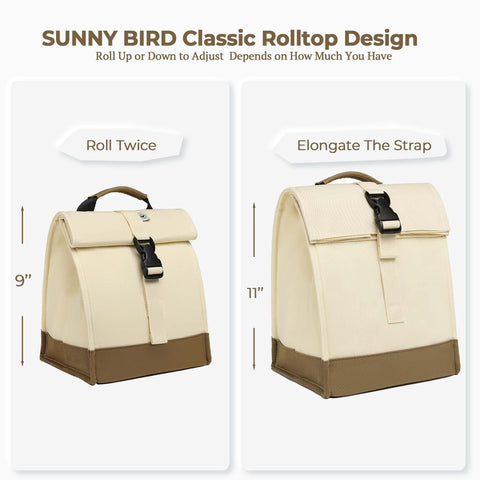 SUNNY BIRD lunch bag in park setting demonstrating outdoor convenience and style