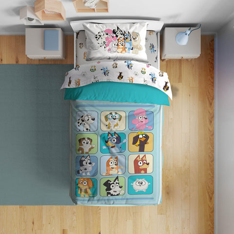 Sunny Side Up comforter front view showing Bluey characters and cheerful design for playful sleep