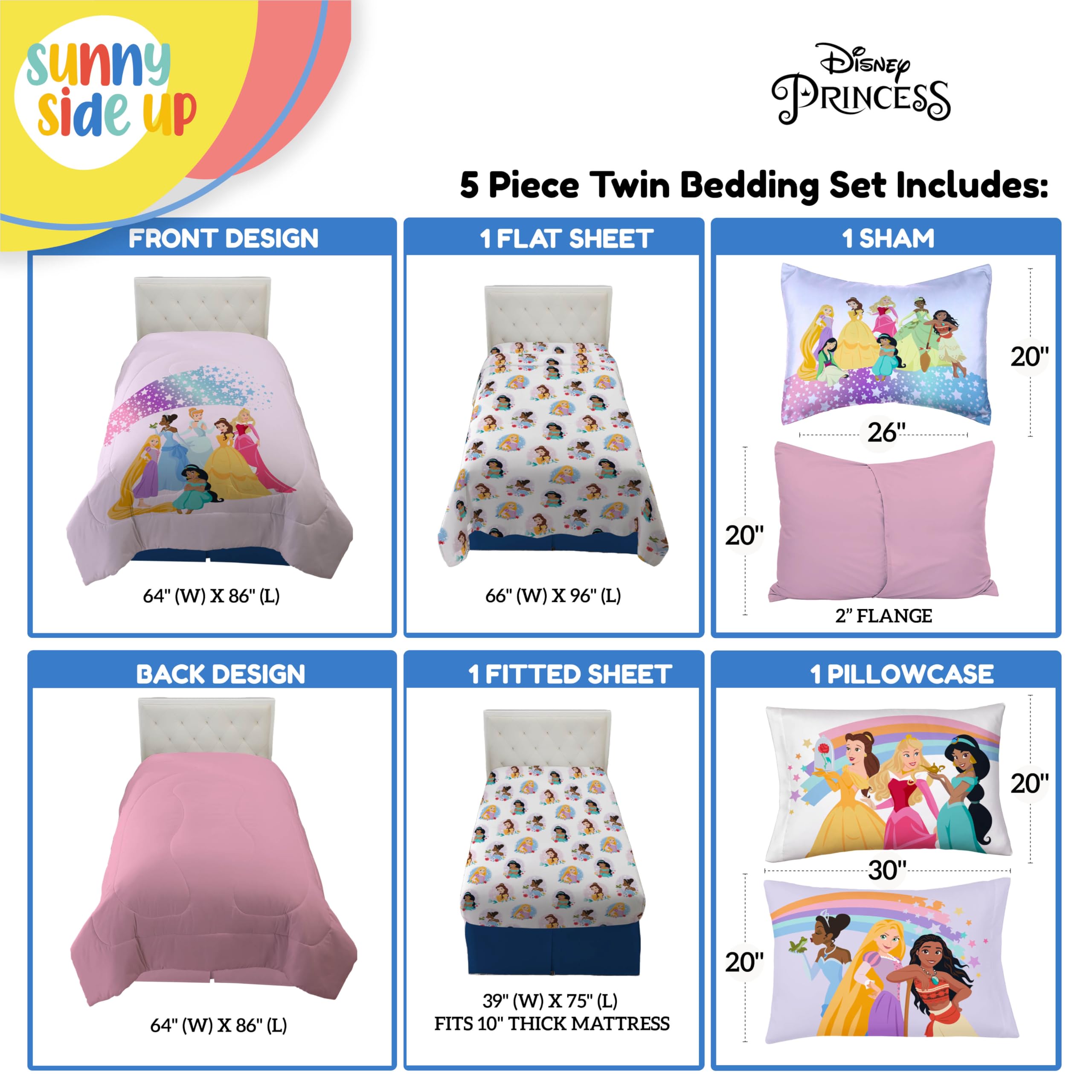 Sunny Side Up pillowcase and sham displayed on bed adding coordinated character appeal