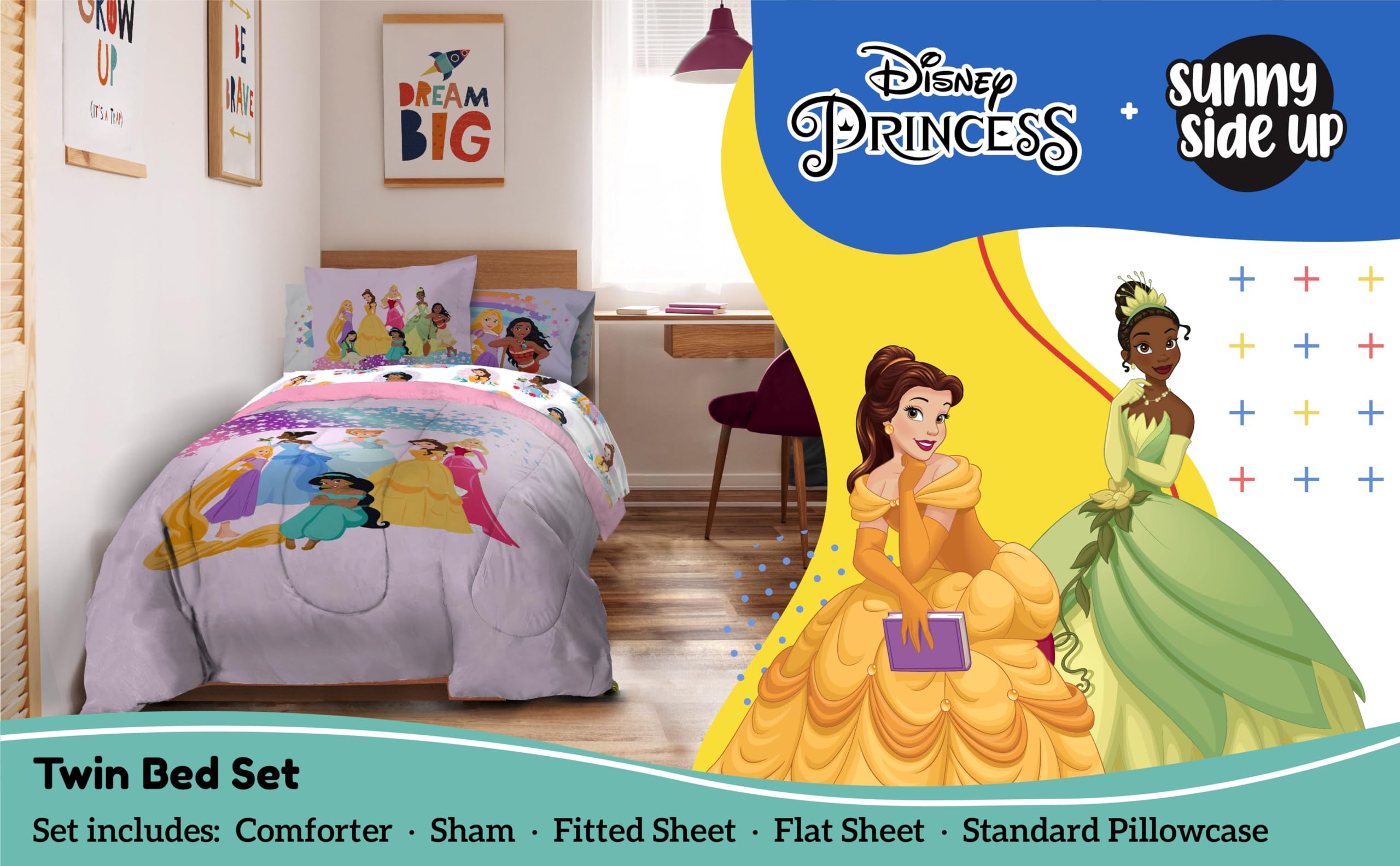 Sunny Side Up flat sheet and fitted sheet neatly arranged showing full pattern and fit