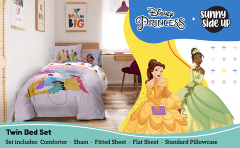 Sunny Side Up flat sheet and fitted sheet neatly arranged showing full pattern and fit