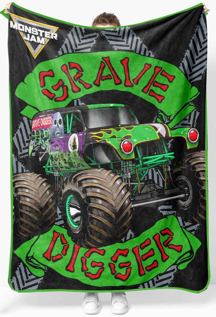 Sunny Side Up Grave Digger front view showing vibrant truck design and cozy fleece