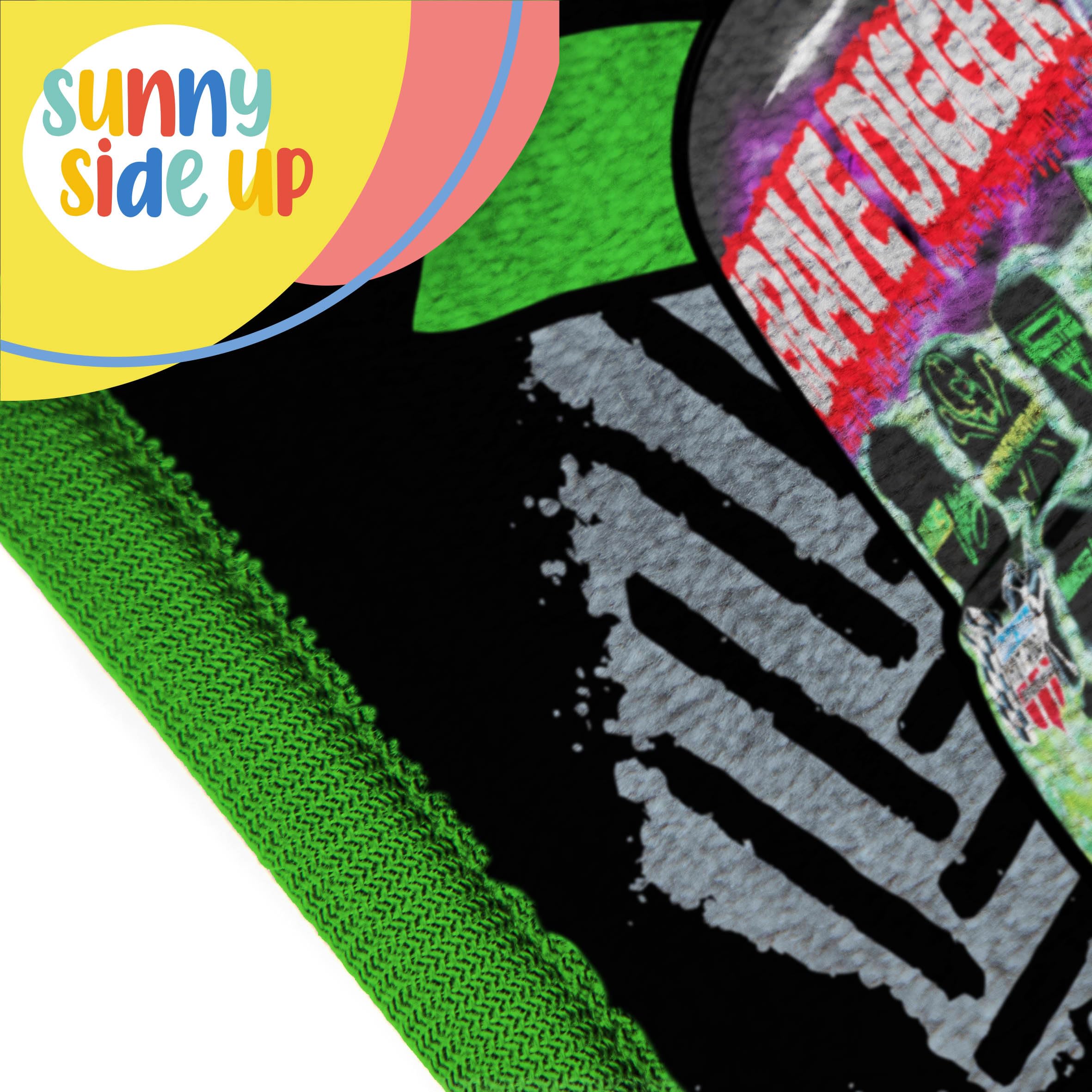 Sunny Side Up blanket on car seat for road-trip comfort and kid-friendly warmth