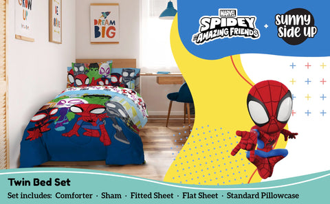Sunny Side Up sheet set flat lay showing included pieces, highlighting complete bedding value