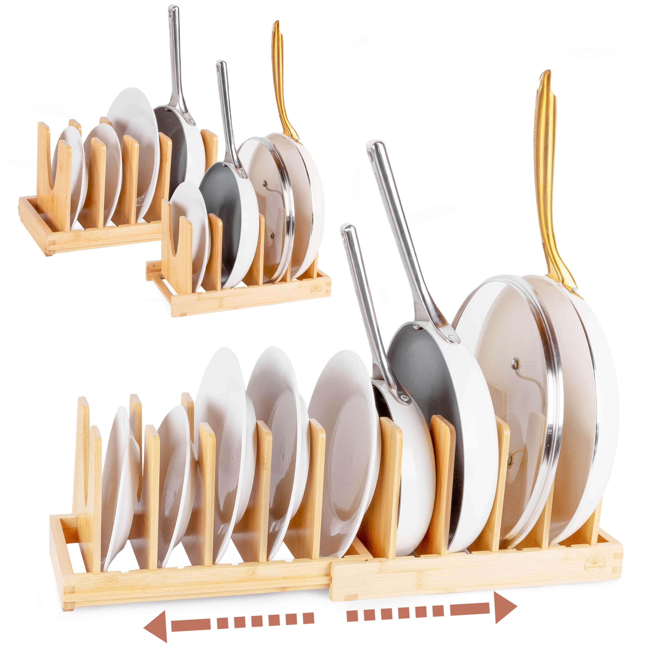 Sunny Tots front view of bamboo organizer showing neat vertical storage benefit
