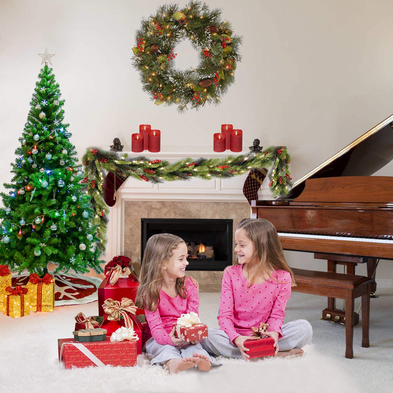 Sunnyglade decorated tree in living room showing festive presence and space-friendly benefit