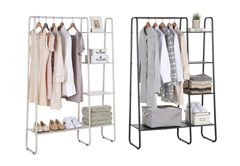 SunnyPoint bottom shelf holding shoes and bins to maximize floor organization