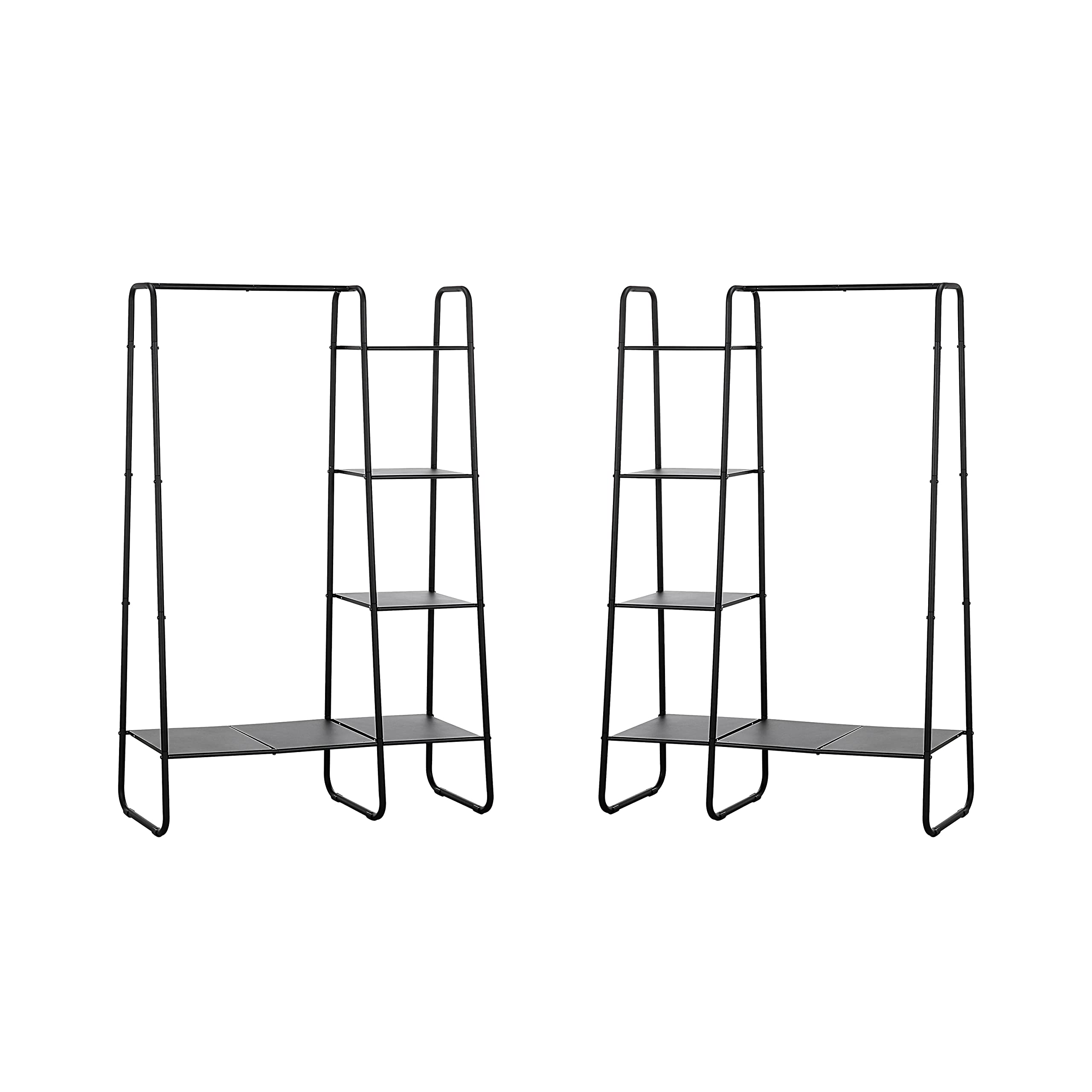 SunnyPoint bottom shelf with shoes and baskets showing capacity benefit: keeps floor tidy