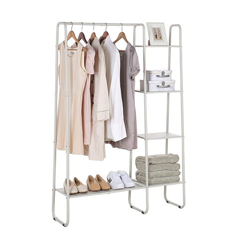 SunnyPoint front view of freestanding open closet showing organized clothing and shelves