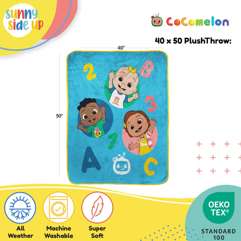 Sunny Side Up CoComelon blanket close-up of plush microfiber for gentle touch