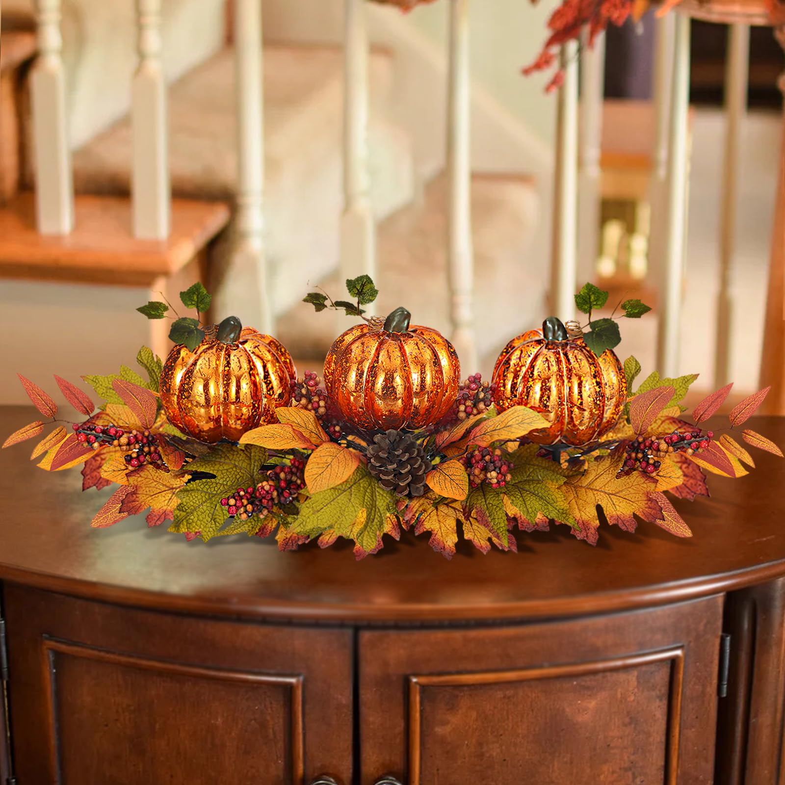 SUNNYPARK glowing pumpkins lit in a dim room for cozy mood