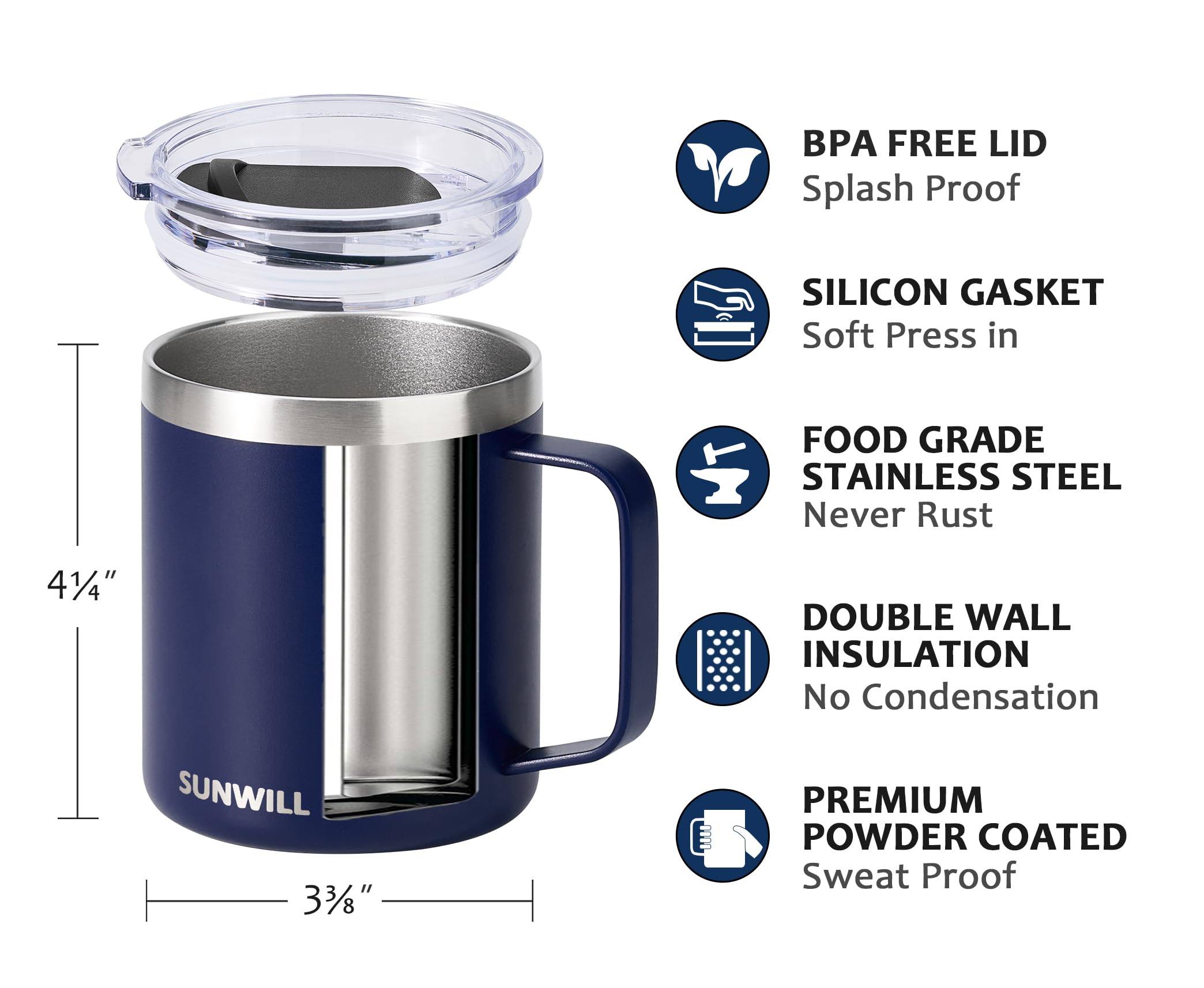 SUNWILL sliding lid detail reducing splashes and keeping drinks cleaner