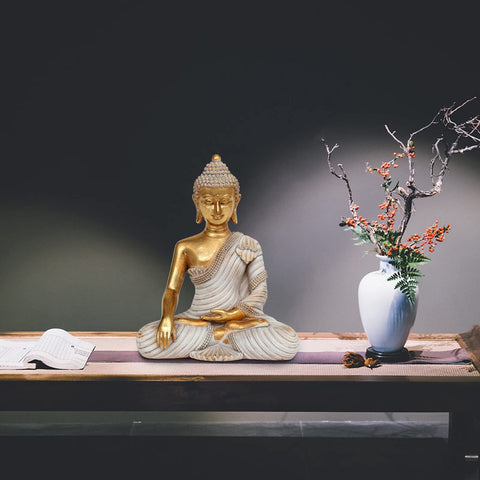 Suoedd gold Buddha glass inlay sparkle adding subtle light-catching accent