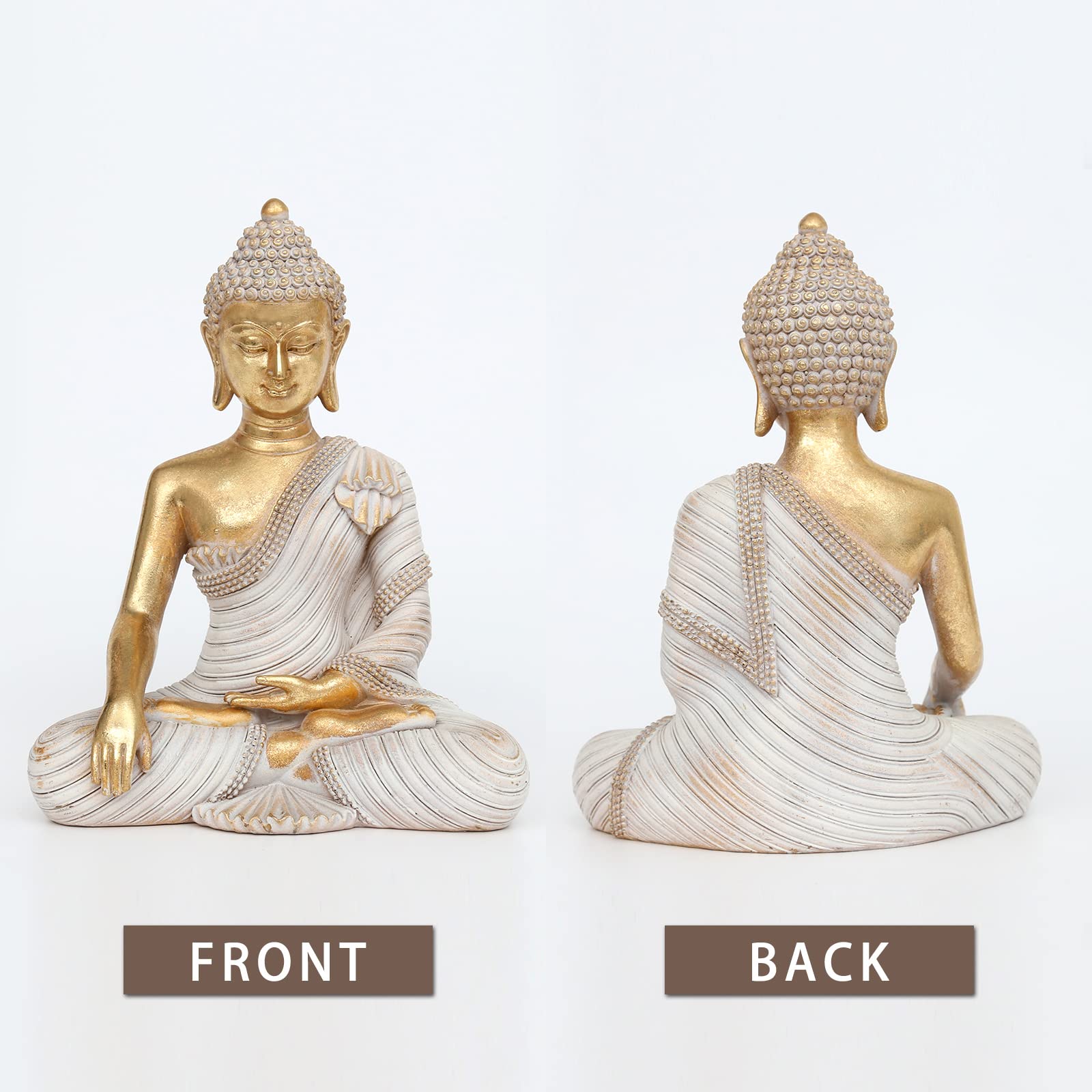 Suoedd gold Buddha texture and finish detail showing durable polyresin surface