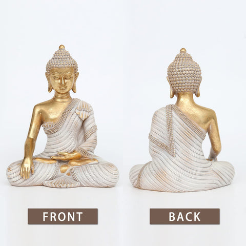 Suoedd gold Buddha texture and finish detail showing durable polyresin surface