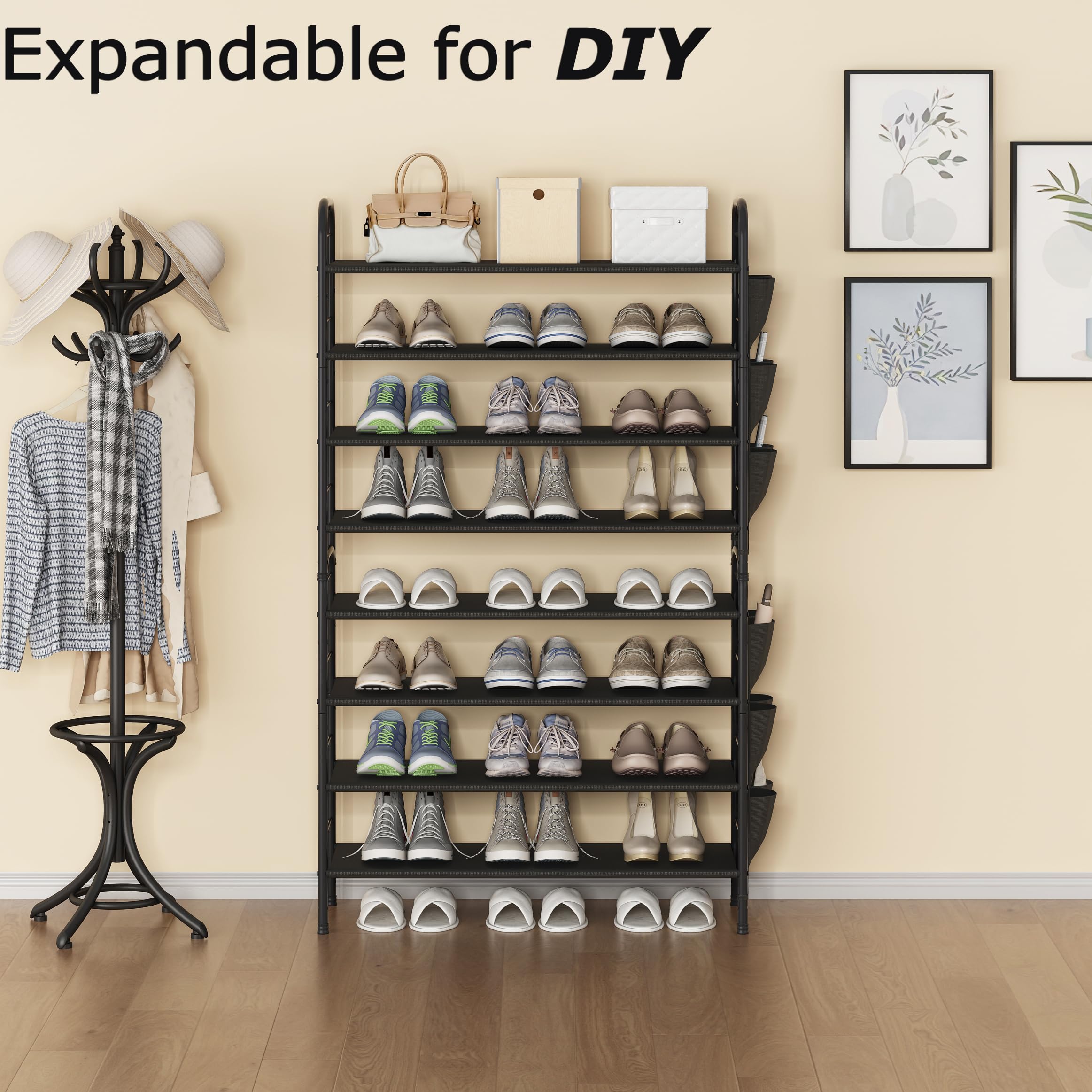 SUOERNUO placed in an entryway demonstrating space-saving organization benefit
