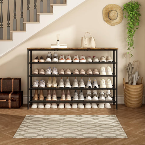 SUOERNUO rack in an entryway storing shoes neatly for clutter reduction benefit