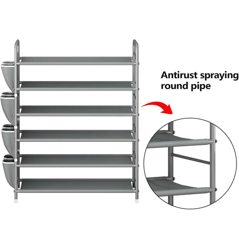 SUOERNUO shoe rack with several pairs to demonstrate capacity