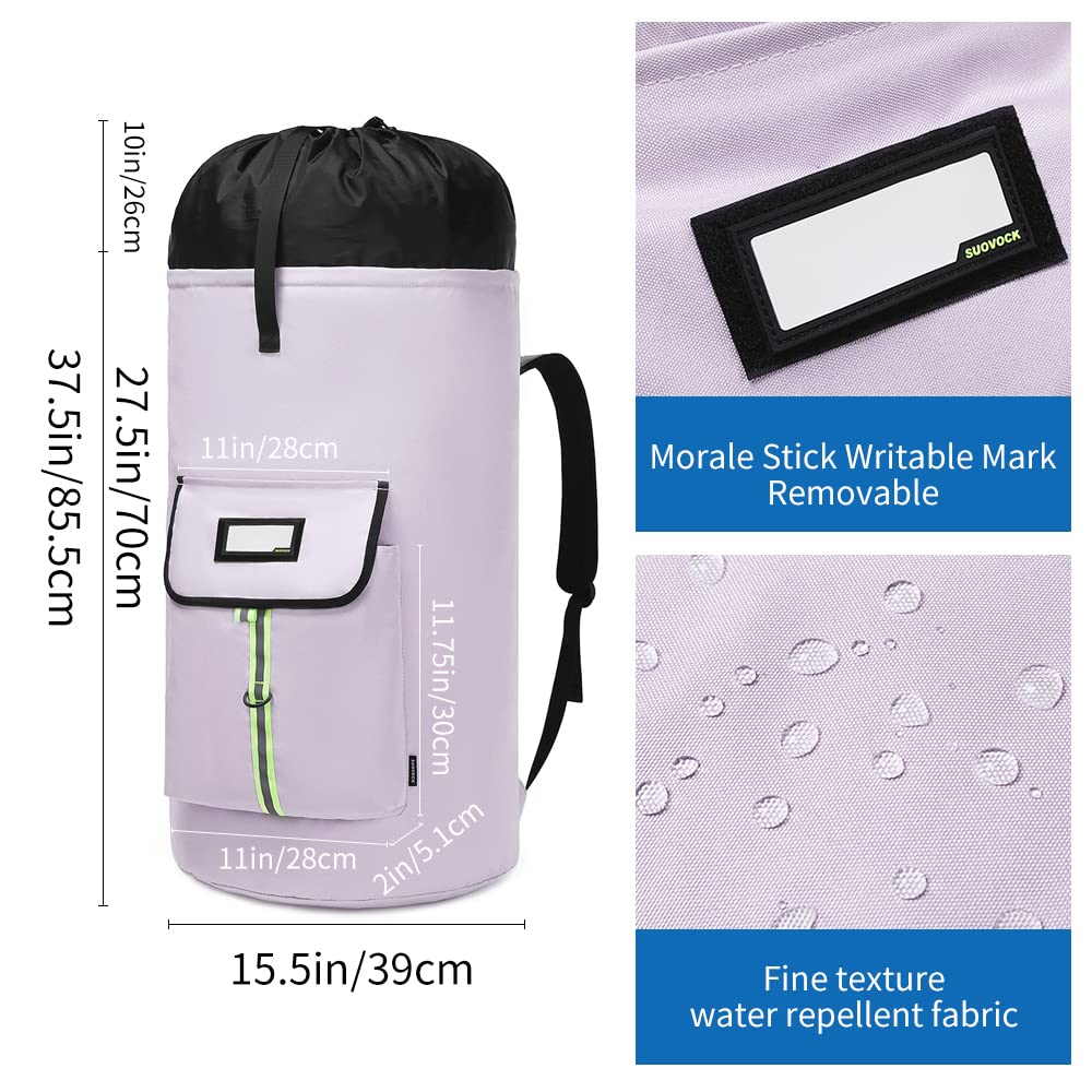 SUOVOCK top drawstring and buckle closure expanded for high capacity and secure load
