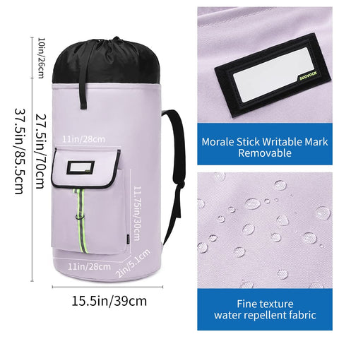 SUOVOCK top drawstring and buckle closure expanded for high capacity and secure load