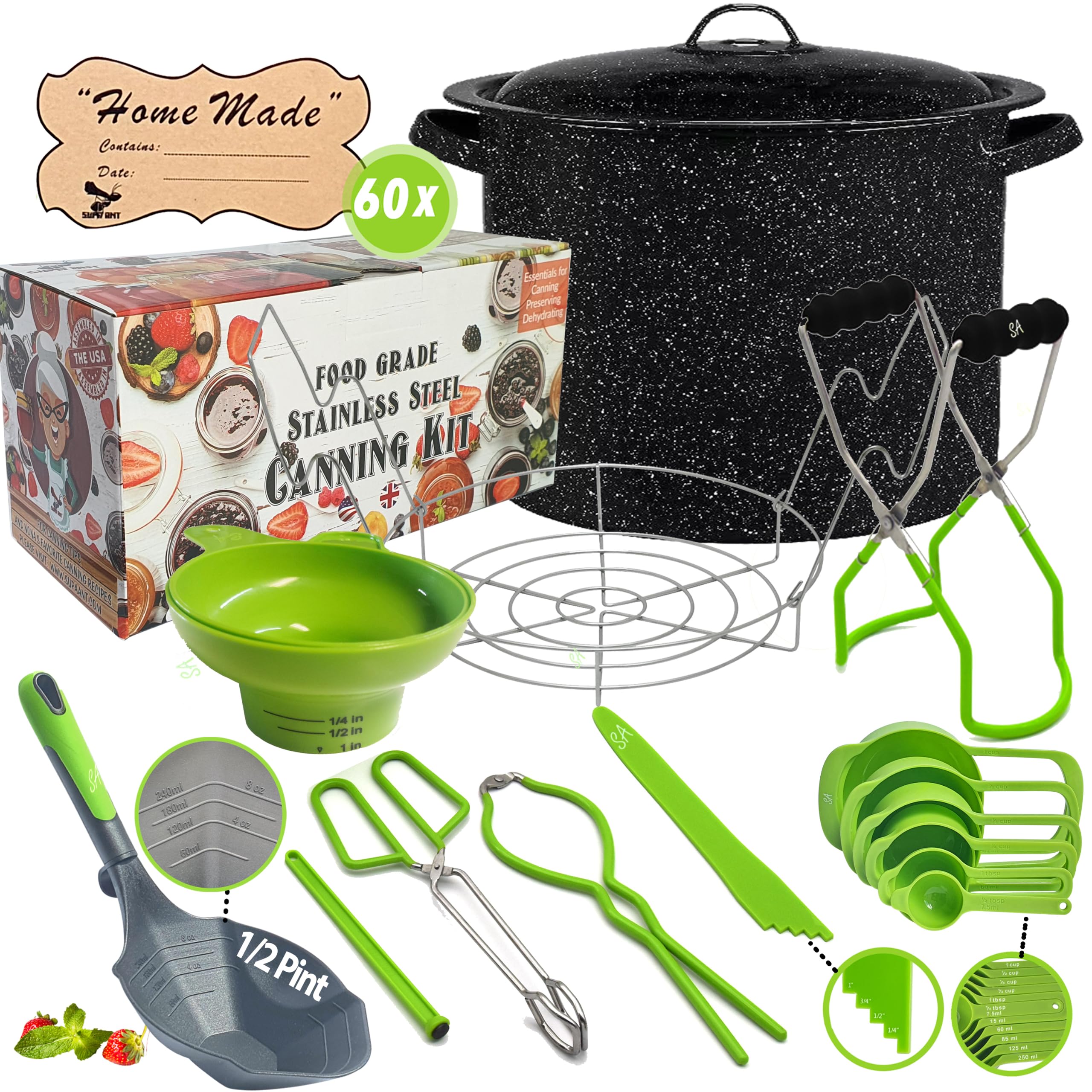 Supa Ant front view canning pot with lid showing durable finish and large capacity