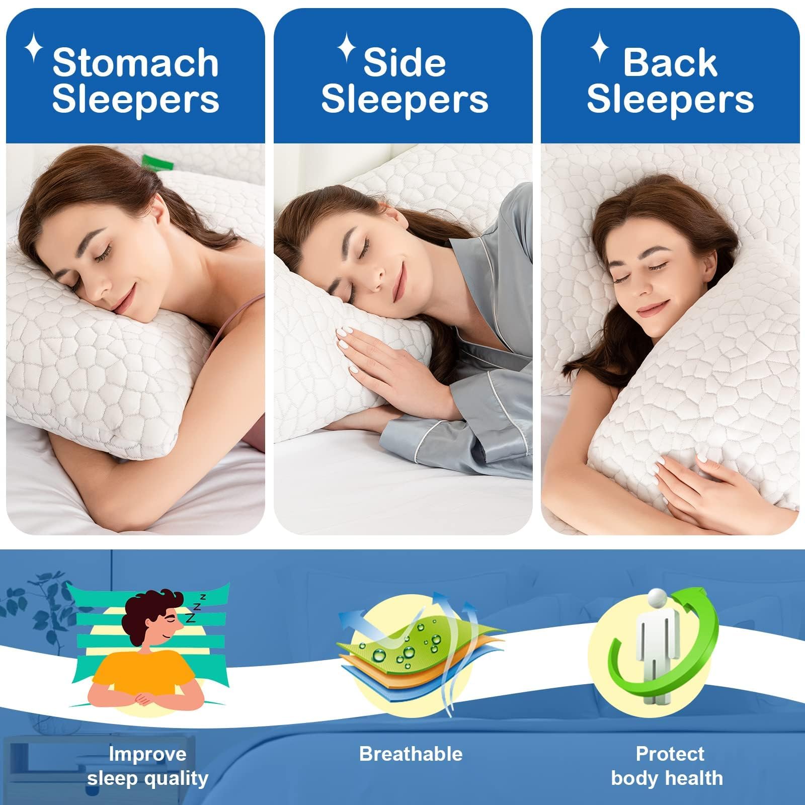 SUPA MODERN pillow supporting a back sleeper to promote spinal alignment