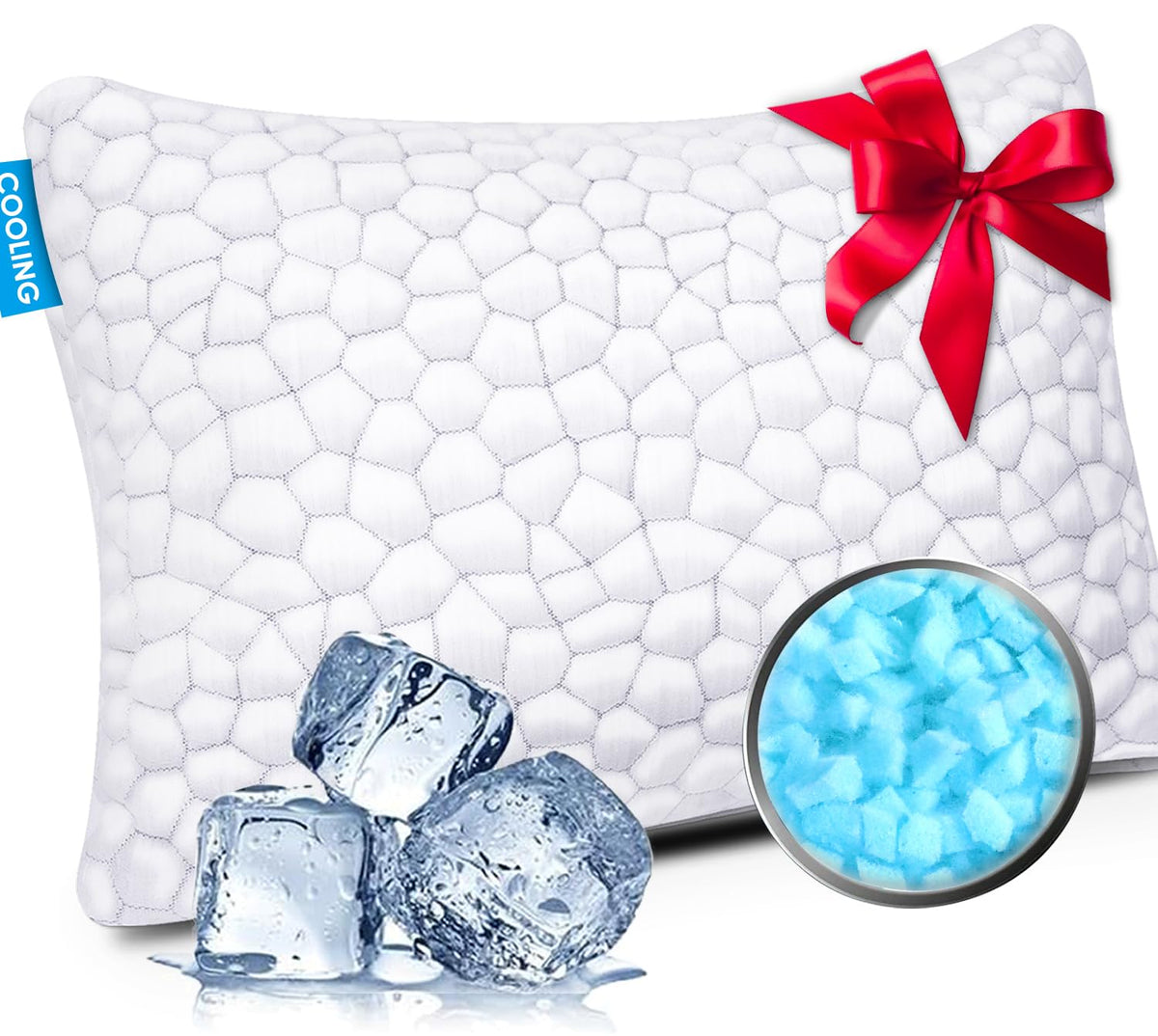 SUPA MODERN front view of pillow in packaging showing cool design and ready comfort
