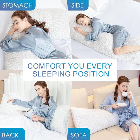 SUPA MODERN body pillow in bed supporting side sleeper for spinal alignment benefit