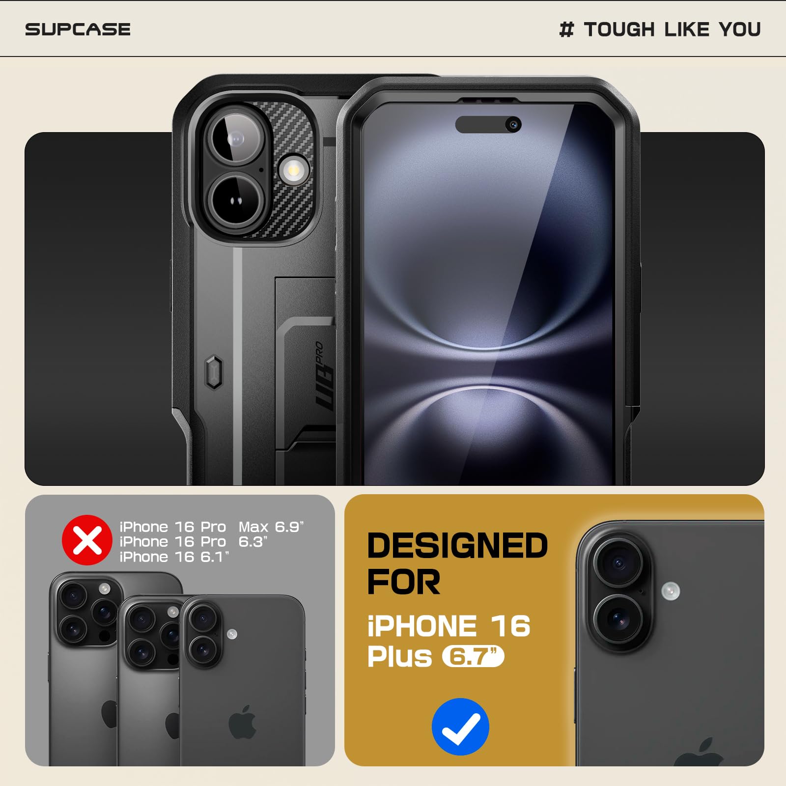 SUPCASE rear close-up showing reinforced corners and textured back for grip and impact resistance
