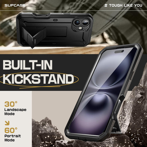 SUPCASE kickstand deployed in landscape view for hands-free watching and stable angles