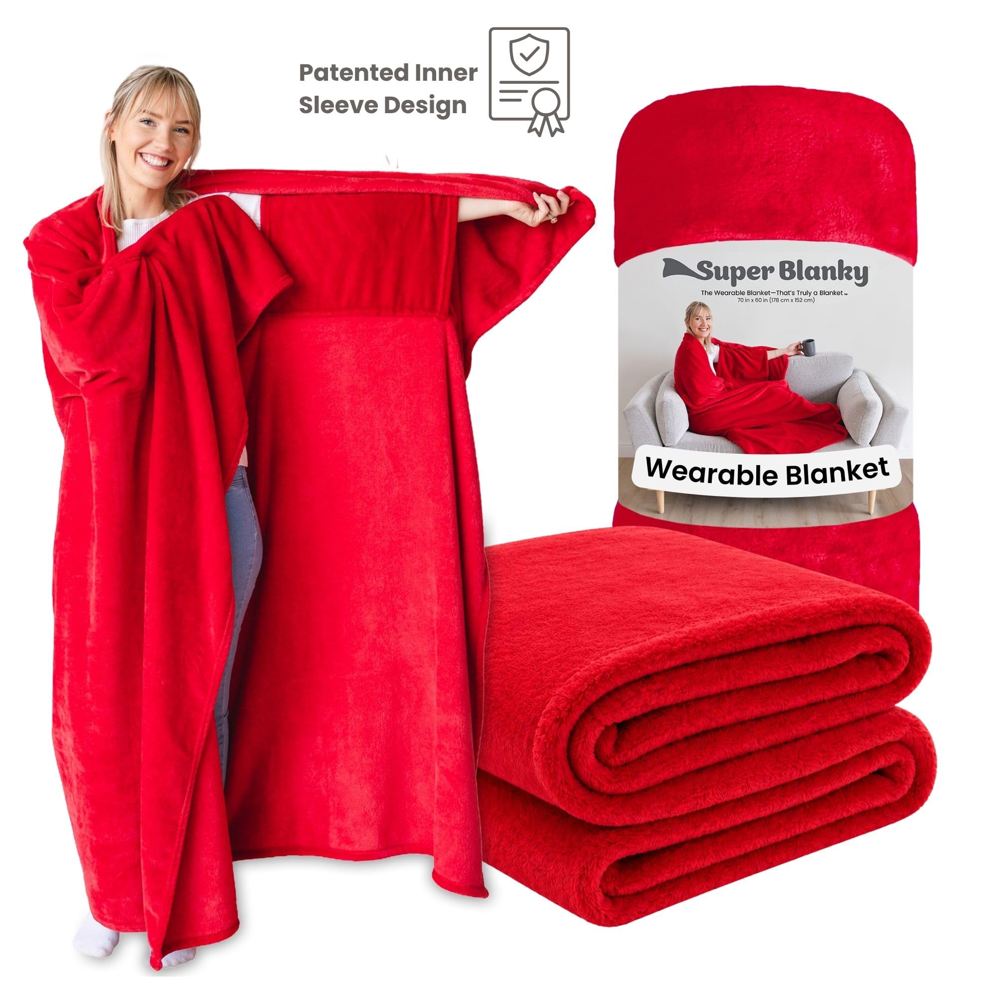 Super Blanky lifestyle bedroom scene showing gift-ready presentation
