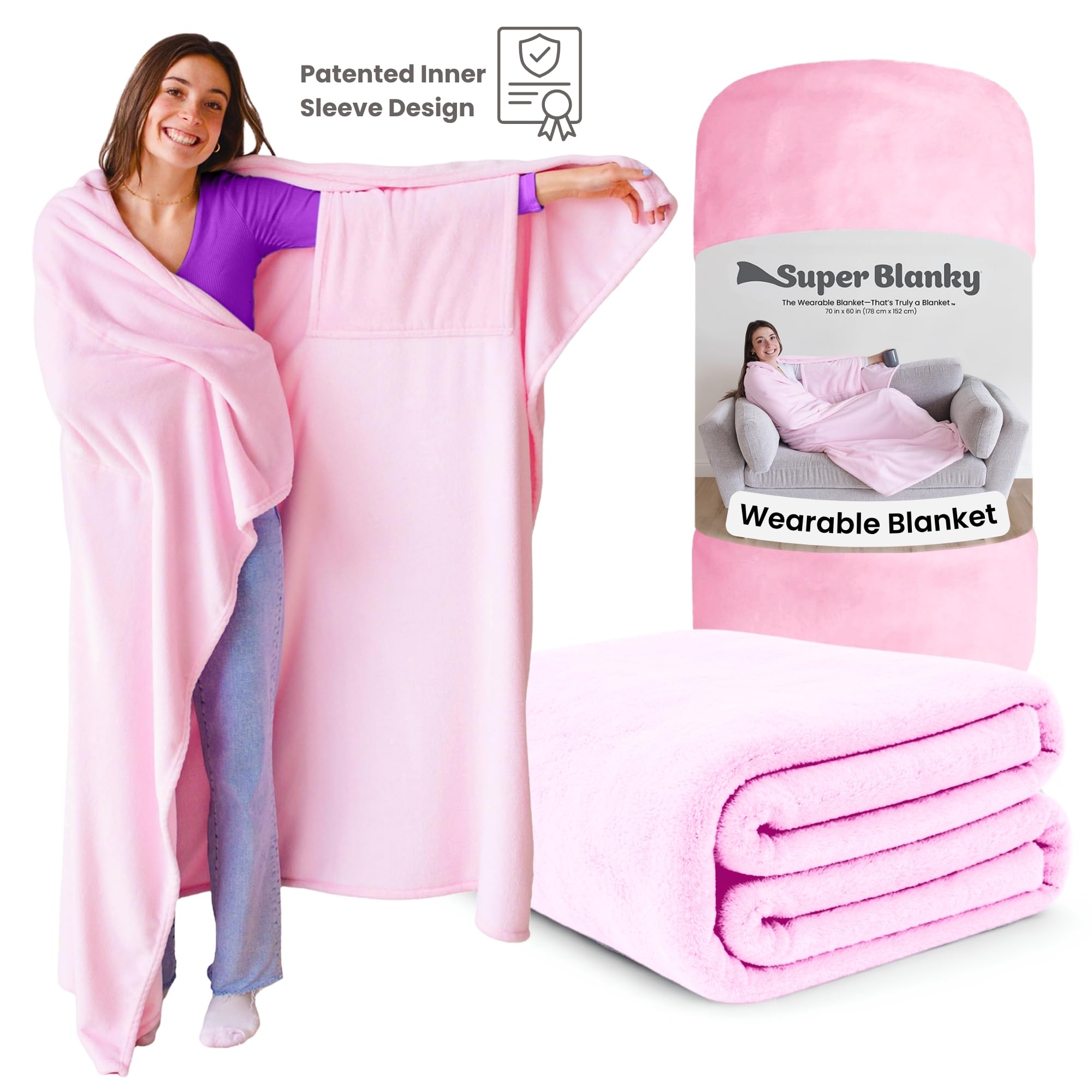 Super Blanky lifestyle cozy morning showing relaxed fit and comforting home use