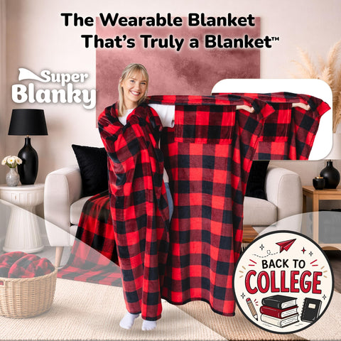 Super Blanky sleeve pocket detail showing easy hand access and practical storage