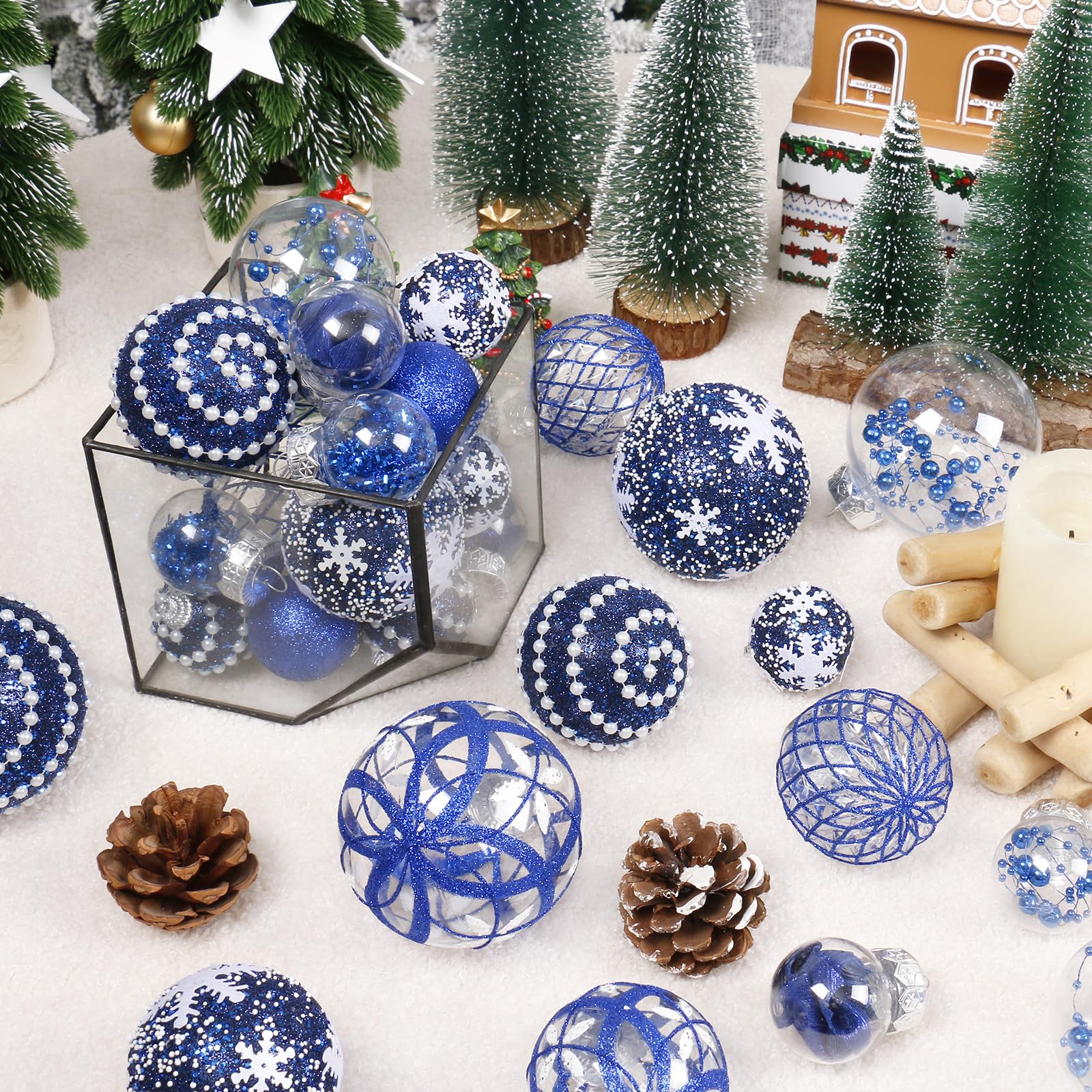 Super Holiday ornaments displayed on mantel creating festive coordinated room decor