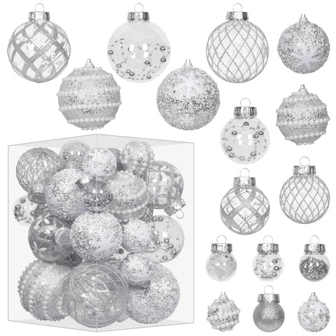 Super Holiday front packaging showing 33-piece silver ornament set and quick benefits