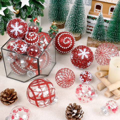 Super Holiday ornaments hanging from wreath demonstrating easy-hang versatility