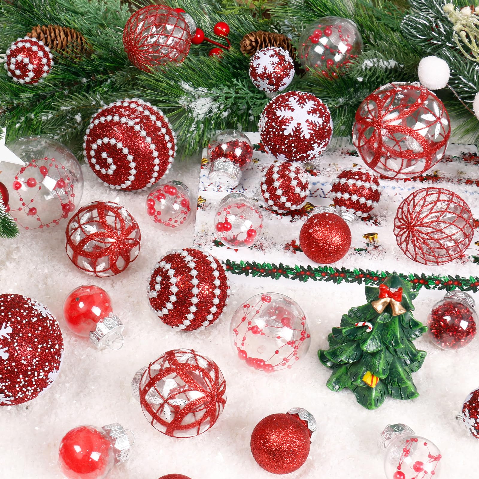 Super Holiday transparent plastic ornament detail offering durable festive shine