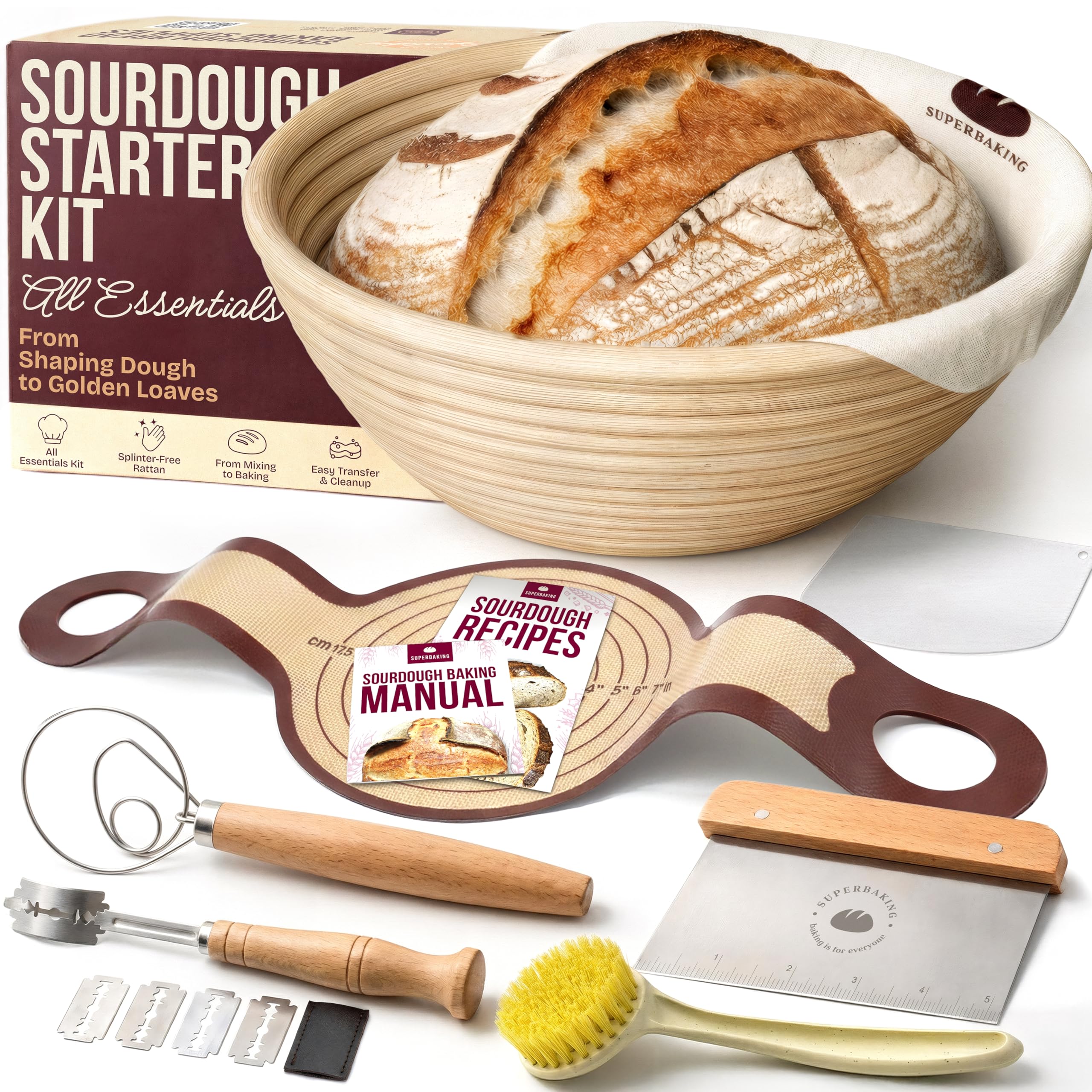 Superbaking rattan proofing basket front showing smooth finish and shape benefit