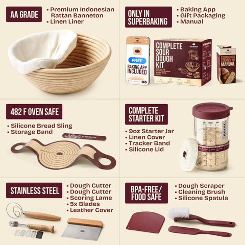 Superbaking starter jar with active starter for reliable fermentation