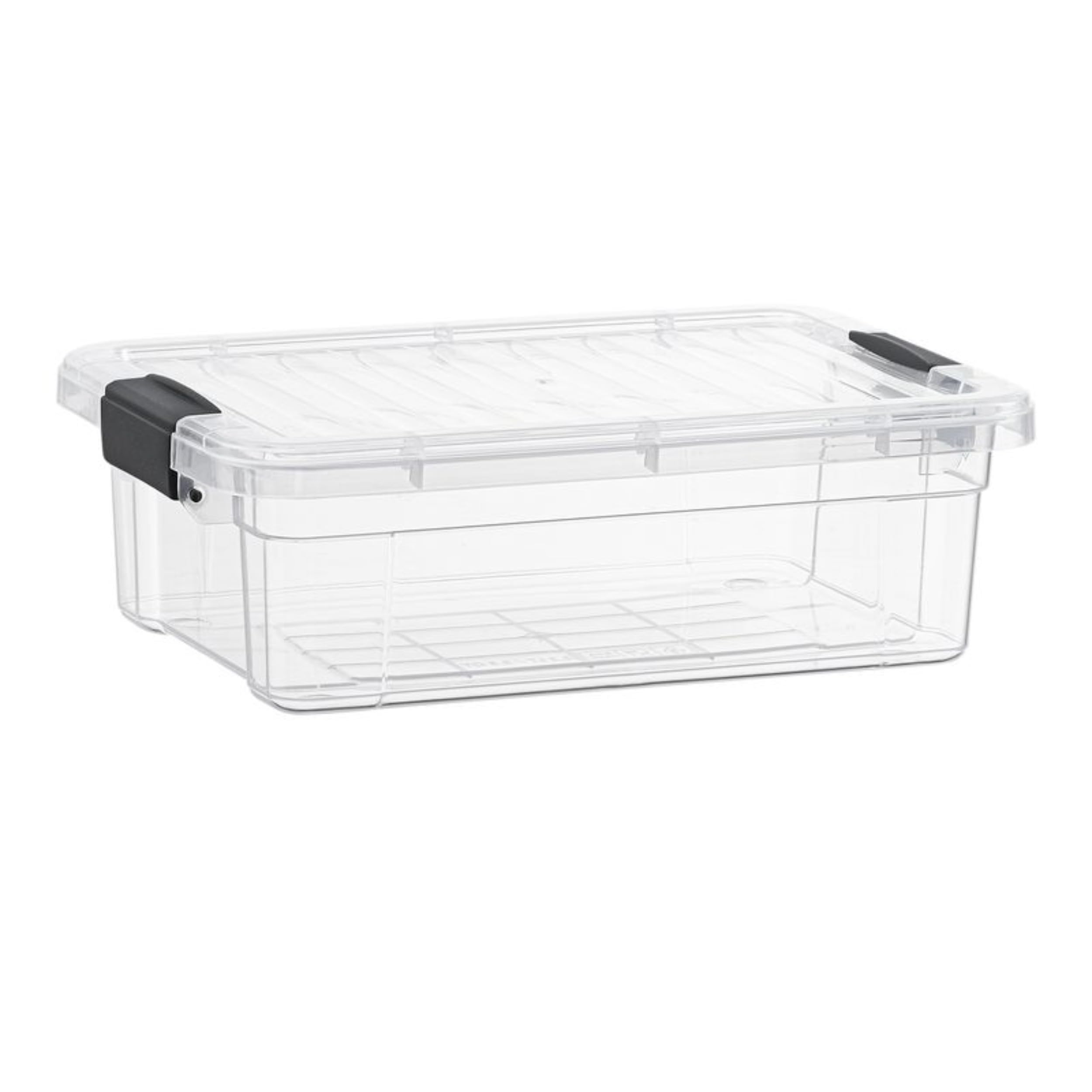 Superio front view clear bin showing contents for easy selection