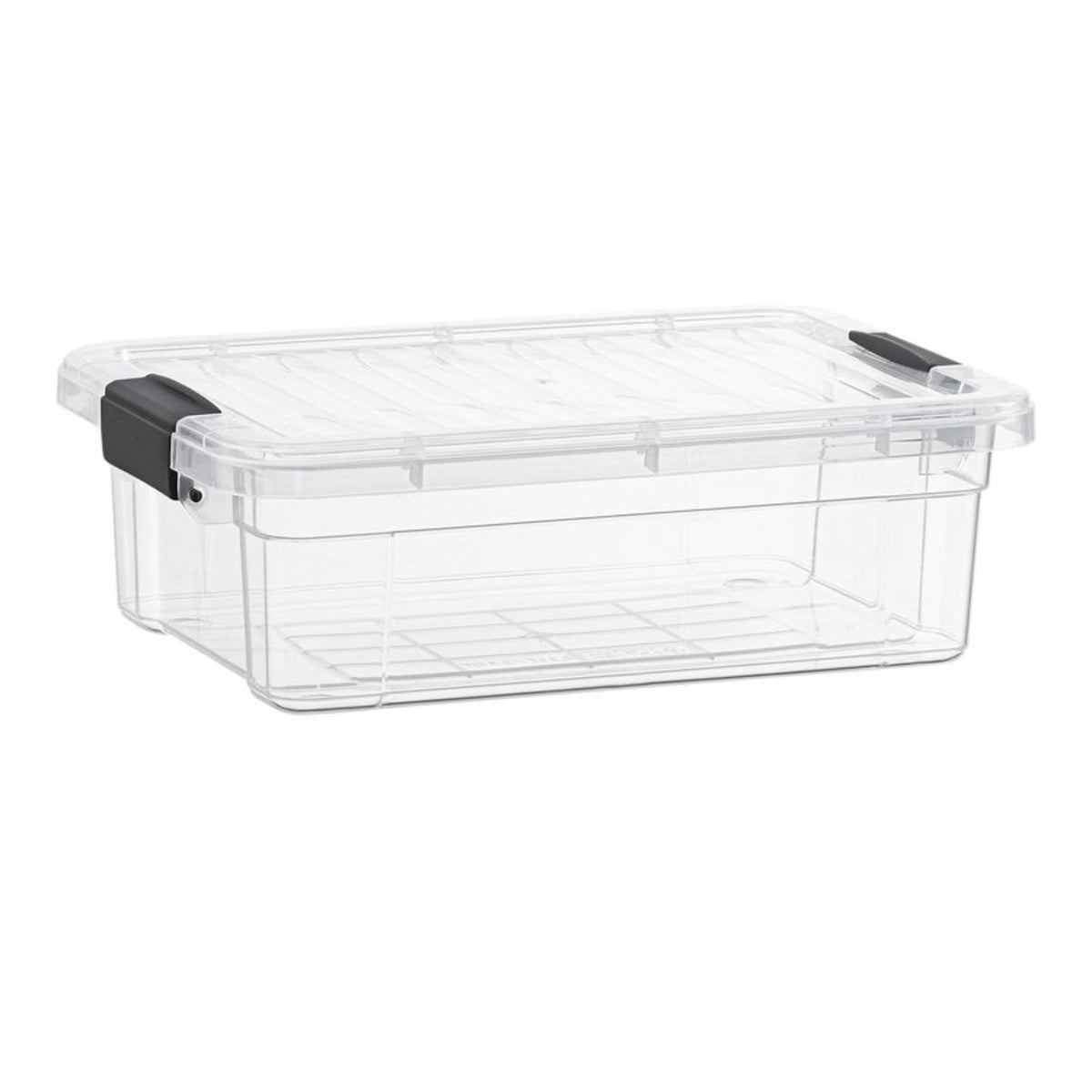 Superio front view clear bin showing contents for easy selection