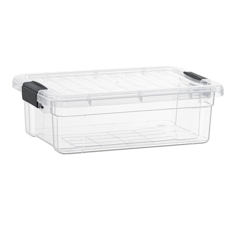 Superio front view clear bin showing contents for easy selection