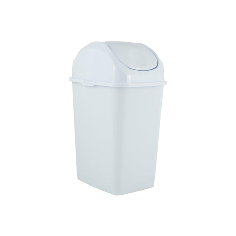 Superio front view of white trash can shows compact design and neat appearance