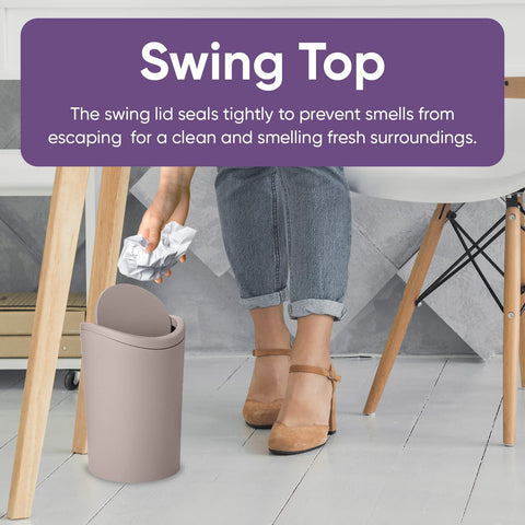 Superio open swing lid demonstrating quick one handed disposal