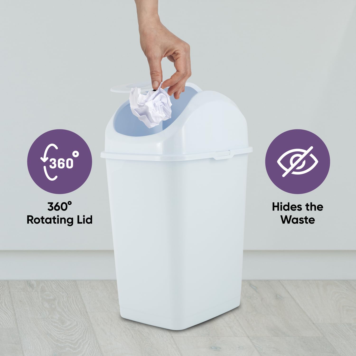 Superio open top with bag lined illustrating simple bag changes and cleaning