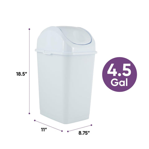 Superio swing-top lid detail highlighting easy one-handed disposal benefit