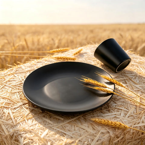 supernal assembled table setting showing elegant black aesthetic for hosting