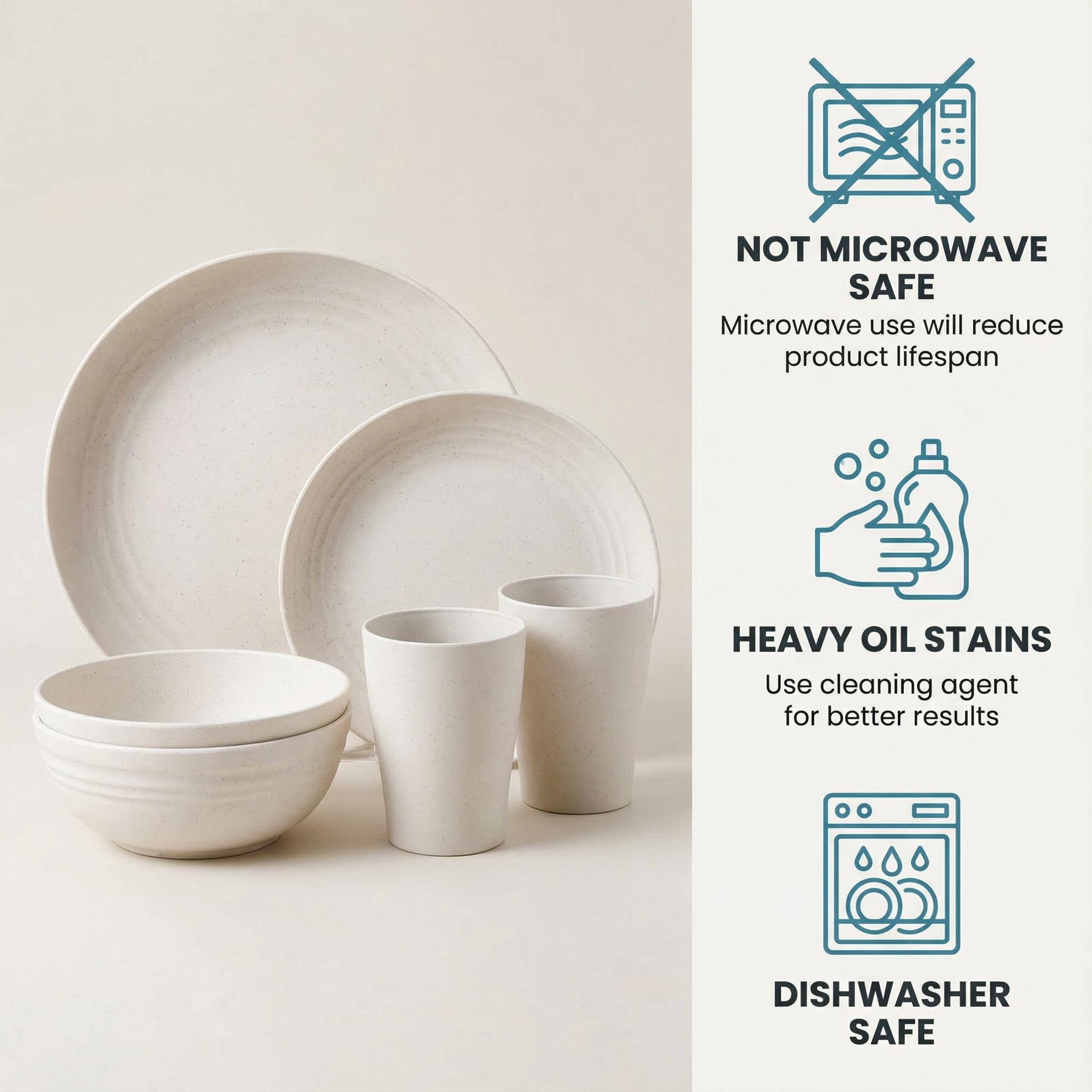 supernal bowl and plate close-up showing smooth texture and stain resistance