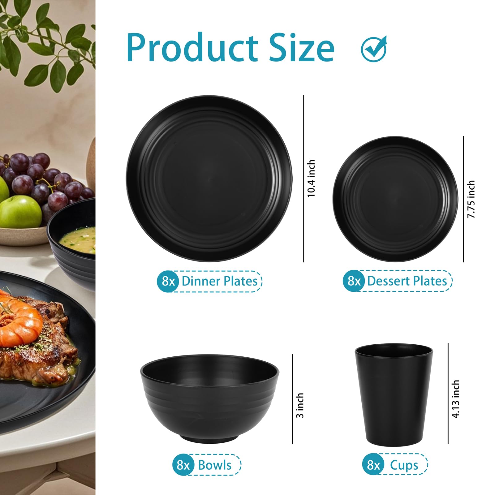 supernal elegant table setting with black plates for elevated party presentation