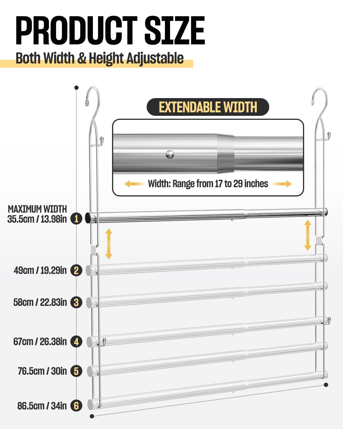 Supforce height setting indicator, six positions for customizable spacing